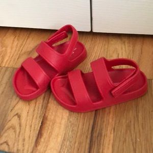 Red rubber Velcro back sandal
